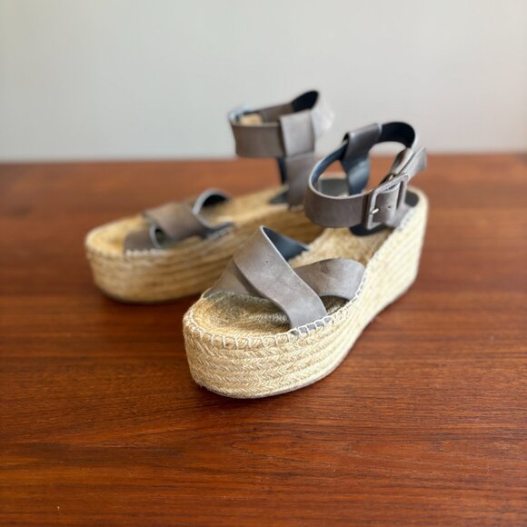 Celine Paris, Nude Platform Wedge Espadrille Sandals (size 8.5) - Picture 6 of 7